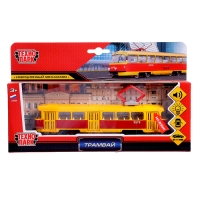 Машина металлическая &laquo;Трамвай&raquo;, световые и звуковые эффекты, открываются двери, инерционная, 18 см