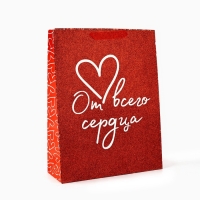 Пакет ламинированный вертикальный &laquo;От всего сердца&raquo;, глиттер, L 31 х 40 х 11.5 см
