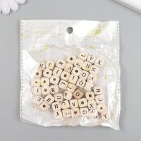 Набор бусин для творчества дерево "Английский алфавит" (набор50 шт) 1х1х1 см