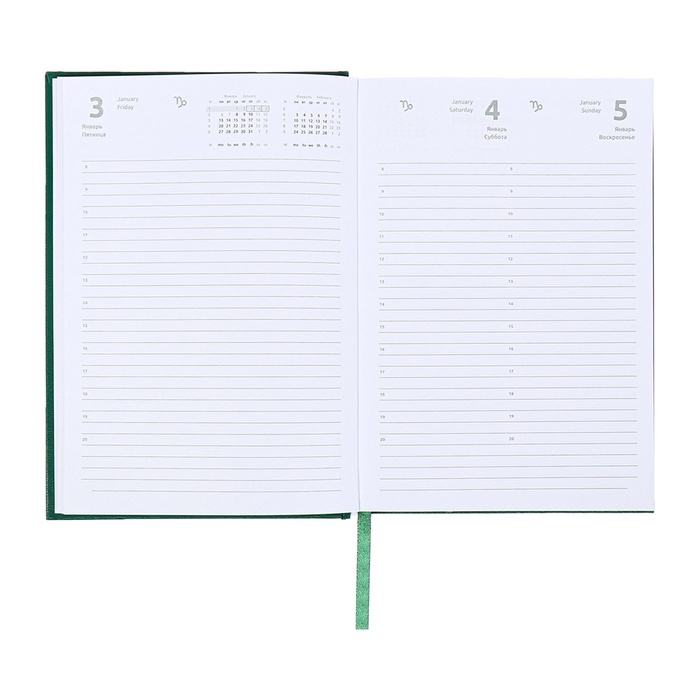 Ежедневник датированный 2024 года, А5, 176 листов, Attomex.Orion, обложка бумвинил, ляссе, блок 70 г/м2, зелёный