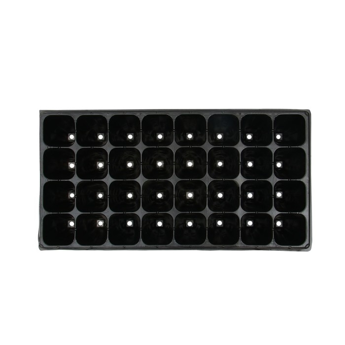 Кассета для выращивания рассады, на 32 ячейки, по 180 мл, из пластика, чёрная, 51 &times; 28 &times; 10 см, Greengo