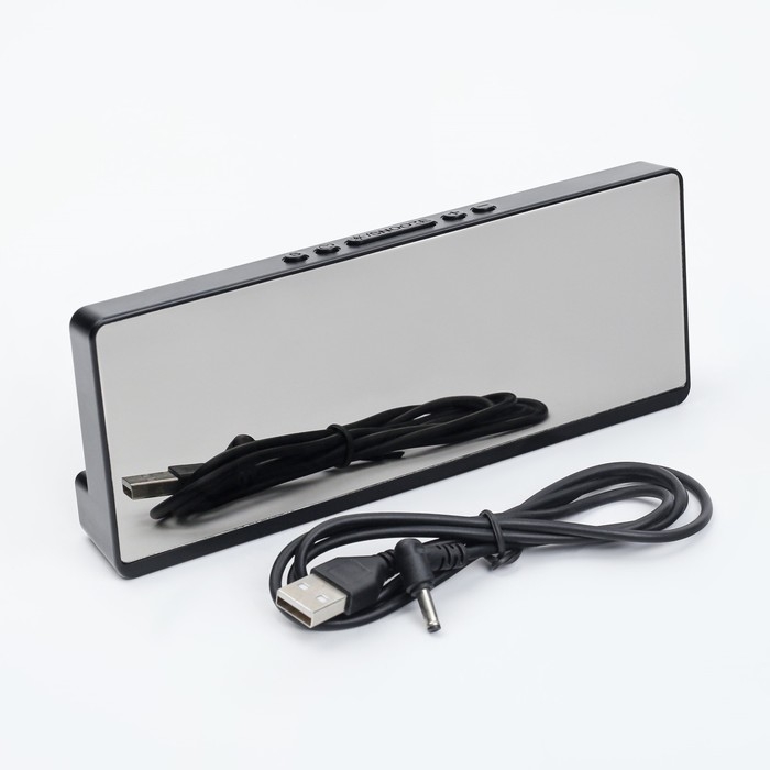 Часы электронные настольные будильник с термометром, 17.5 х 6.8 см, красная индикация