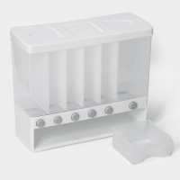 Контейнер с дозатор для сыпучих продуктов, 6 ячеек, 39&times;14,5&times;32 см, цвет белый