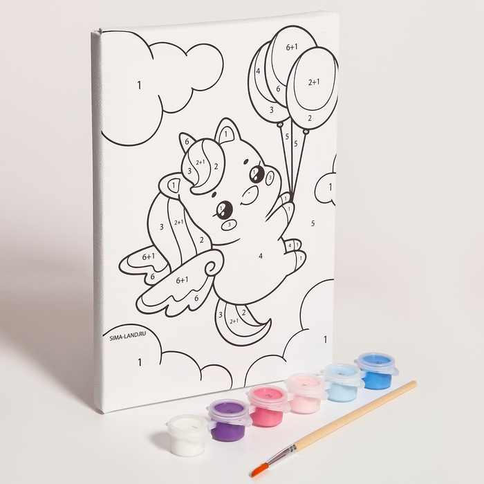 Картина по номерам для детей &laquo;Единорожка с шариками&raquo;, 21 х 15 см