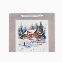 Пакет подарочный новогодний крафтовый вертикальный &laquo;Зимний лес&raquo;, M 26 х 30 х 9 см 9564906 , Новый год