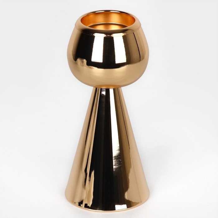 Подсвечник металл на 1 свечу &laquo;Гиацинт&raquo;, цвет золото 8 х 8 х 19 см