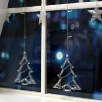 Гирлянда &laquo;Бахрома&raquo; 2.4 &times; 0.9 м с насадками &laquo;Ёлки&raquo;, IP20, прозрачная нить, 138 LED, свечение тёплое белое, 8 режимов, 220 В