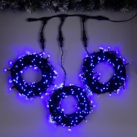 Гирлянда &laquo;Клип-лайт&raquo; 3 нити по 20 м, IP44, УМС, тёмная нить, 399 LED, свечение синее, 8 режимов, 24 В