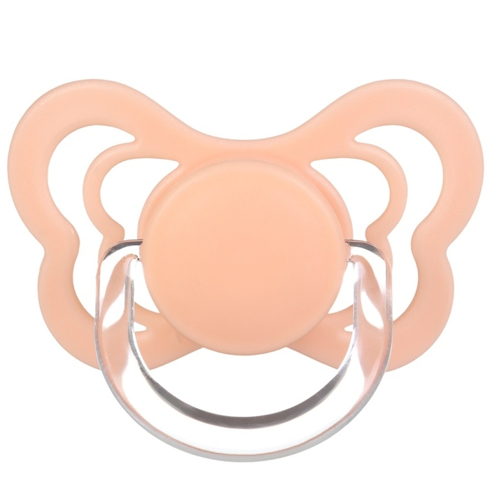 Соска - пустышка ортодонтическая, силикон, +6 мес., с держателем, цвет розовый