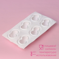 Форма для муссовых десертов и выпечки Доляна &laquo;Вишенки&raquo;, 29,8&times;17,2&times;4,2 см, 6 ячеек (8&times;5 см), цвет белый