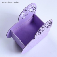 Кашпо деревянное "Сердце ажурное", сиреневый, 18&times;8.6&times;14 см