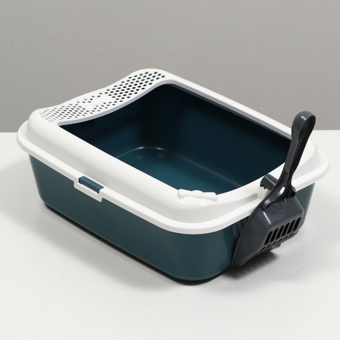 Туалет Сима с бортом + совок-микс 30 х 39 х 13,5 см серый FIX