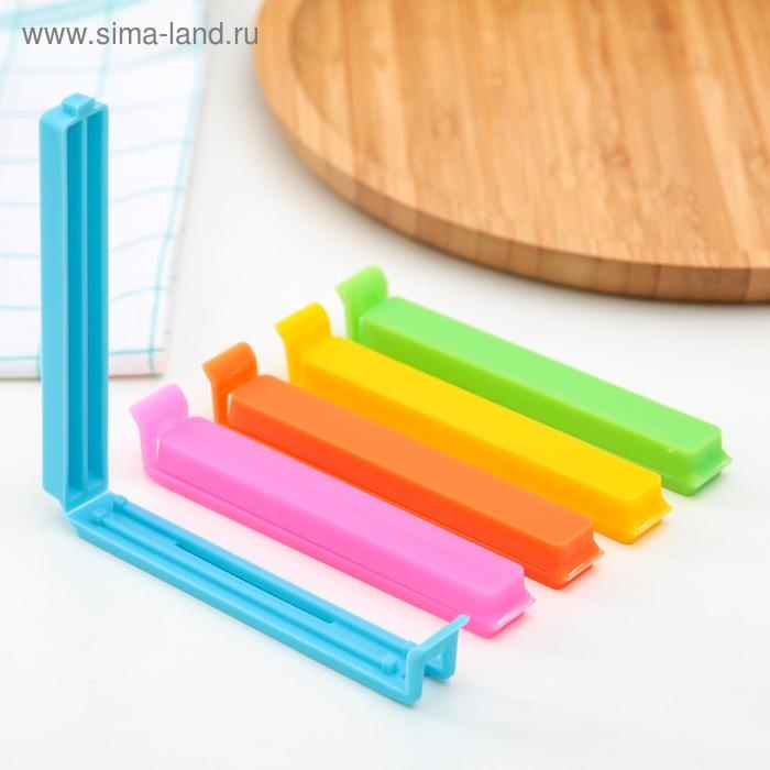 Зажимы для пакетов Доляна &laquo;Лёд&raquo;, 10,5 см, 5 шт, цвет МИКС