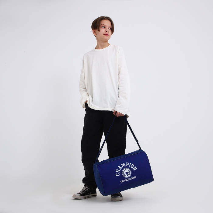 Сумка детская спортивная для мальчика &laquo;Чемпион&raquo;, 40х24х21, отд на молнии, синий