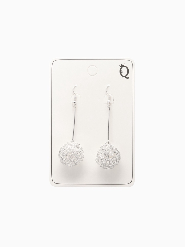 Серьги висячие &laquo;Шарик&raquo; переплетение, цвет светлое серебро, 6,5 см