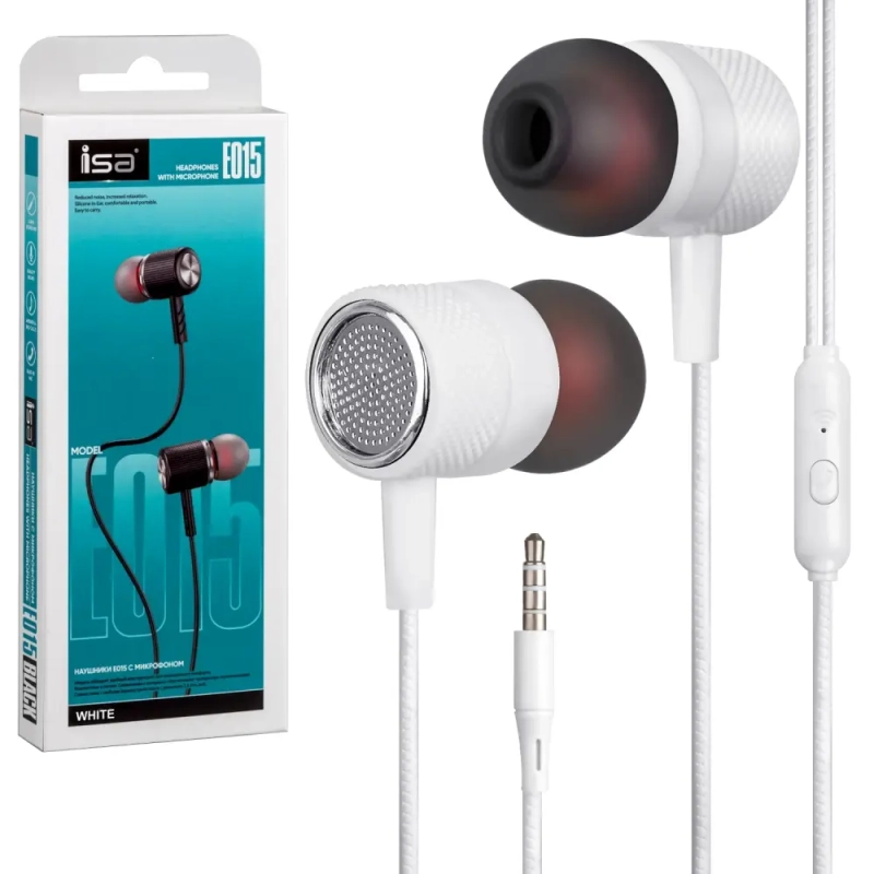 Наушники ISA E015 с микрофоном белые