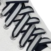 Шнурки для обуви, пара, плоские, со светоотражающей полосой, 10 мм, 70 см, тёмно-синие