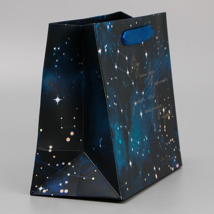 Пакет подарочный ламинированный горизонтальный, упаковка, &laquo;Звёзды&raquo;, MS 23 х 18 х 10 см