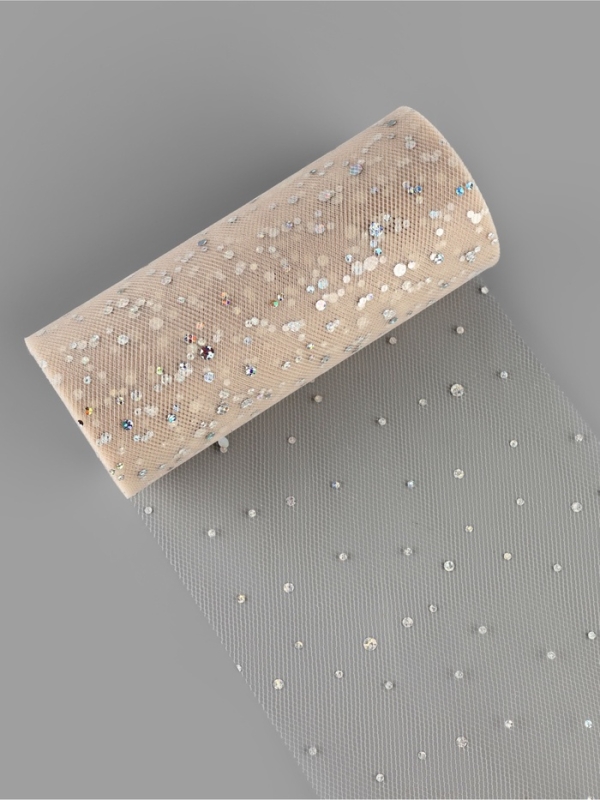 Фатин с блёстками, 15 см, 23 &plusmn; 1 м, 11 &plusmn; 1 г/кв.м, цвет бежевый №37