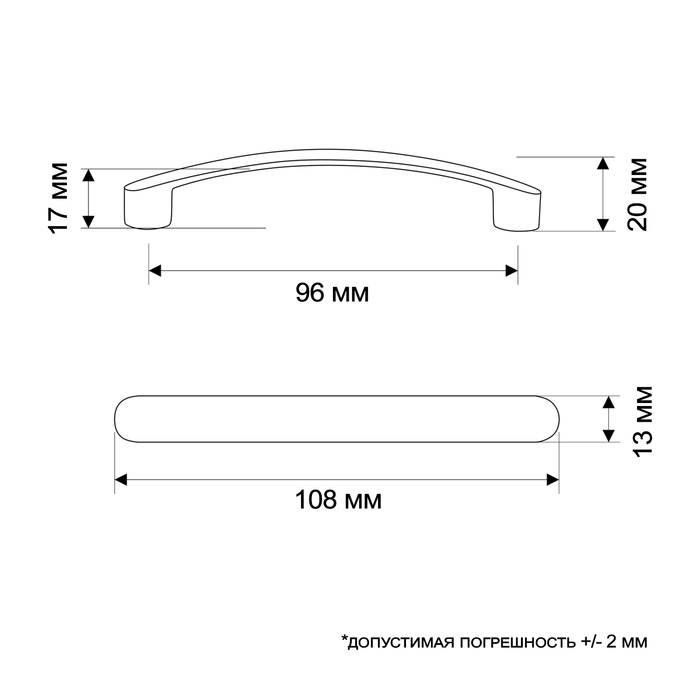Ручка-скоба ТУНДРА РС133, м/о 96 мм, цвет матовый никель, 4 шт TMP