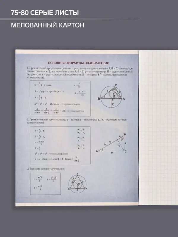 Тетрадь предметная 48 листов в клетку Calligrata &laquo;3D. Геометрия&raquo;, серые листы