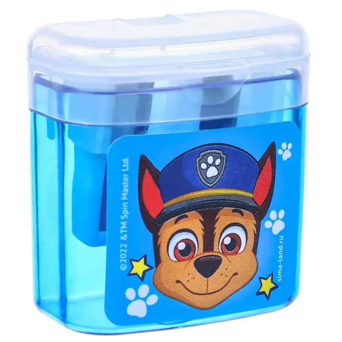 Точилка пластиковая с контейнером, двойная, МИКС, Щенячий патруль