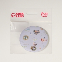 Зеркало складное &laquo;Птички&raquo;, d = 7,3 см, с увеличением, цвет сиреневый