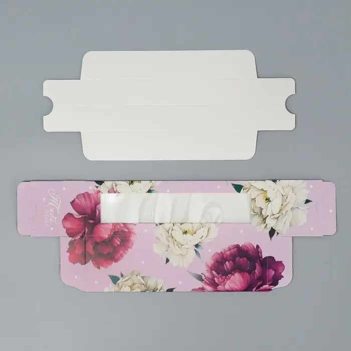 Коробка для макарун, кондитерская упаковка &laquo;Тебе с любовью&raquo;, пионы, 5.5 х 18 х 5.5 см