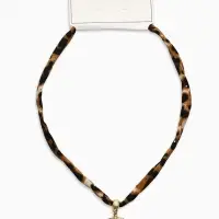 Колье "Новый стиль" бантик, леопард, в золоте 40+удл