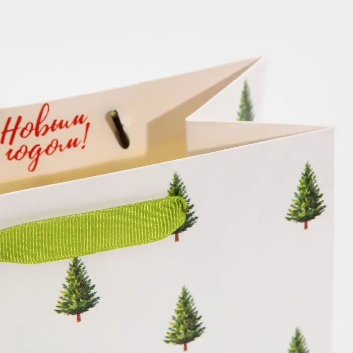 Пакет подарочный новогодний ламинированный &laquo;Ёлочки&raquo;, MS 18 х 23 х 10 см