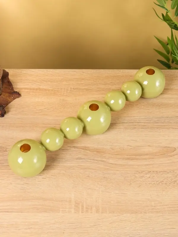 Подсвечник на 3 свечи &laquo;Бусы&raquo;, с 7 сферами, 44&times;8&times;8 см, оливковый