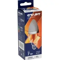 Лампа светодиодная СТАРТ, 7 Вт, Е14, С37, 4000К, 560 Лм холодный (нейтральный) свет