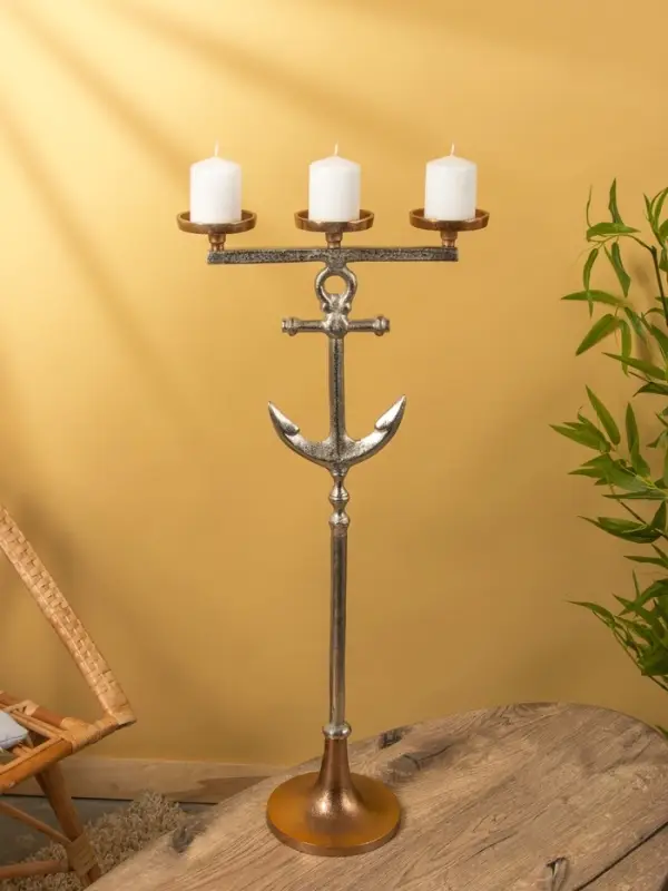 Подсвечник на 3 свечи "Якорь" алюминий 35х17,5х79 см