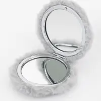 Зеркало складное &laquo;Мех&raquo;, d=8 см, с увеличением, с искусственным мехом, серое