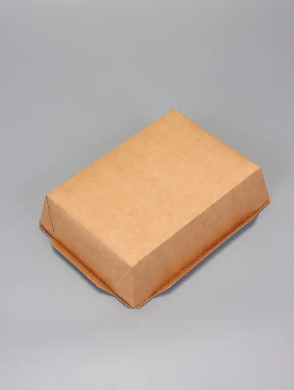 Контейнер с плоской крышкой, крафт, 1 л, 20 х 14 х 5,5 см