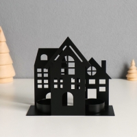 Подсвечник металл на 2 свечи "Домики" d=4 см 14,5х6х13 см