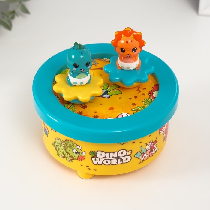 Сувенир музыкальный механический магнитный "Динозавры" 12,2х12,2х11,5 см