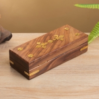 Шкатулка "Лилия" 20х8х5 см, дерево шишам, латунь