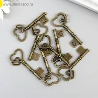 Декоративный элемент для творчества &laquo;Арт Узор. Ключ с двойным сердцем&raquo;, металл под латунь, 4&times;2 см