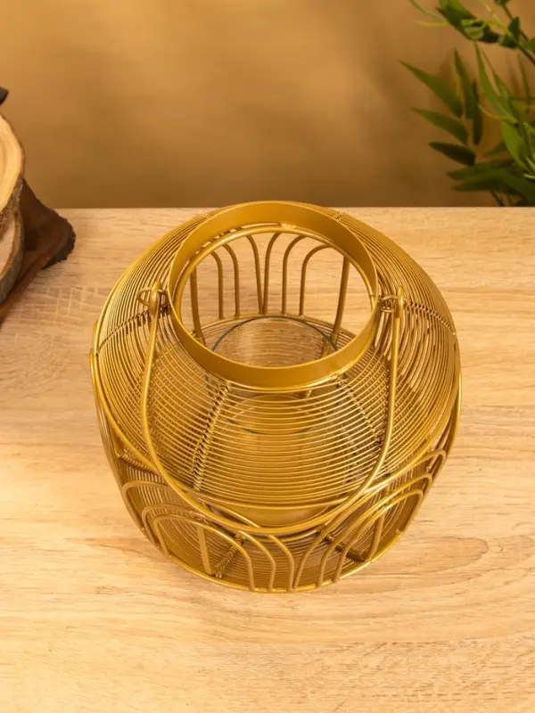 Подсвечник фонарь со стеклянной колбой 19х19х19,5 см, d 8,5 см, металл, цв. Золото