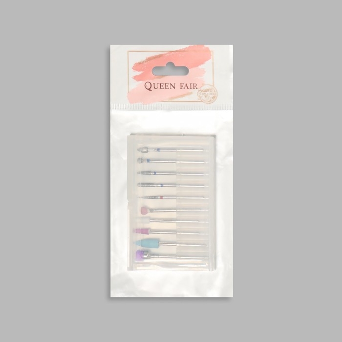 Фрезы для маникюра в пластиковом органайзере, 10 шт