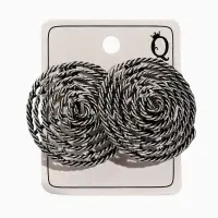 Клипсы "Винтаж" круг из веревки, цвет чернёное серебро