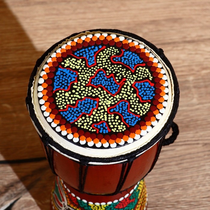 Сувенирный музыкальный инструмент "Барабан Джембе Разноцветный" 13x13x24 см, МИКС