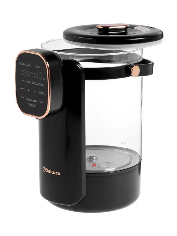 Термопот Sakura SA-1375BK, 1200 Вт, 3 л, 45-100&deg;С, сенсор, LCD дисплей,  стекло, черный