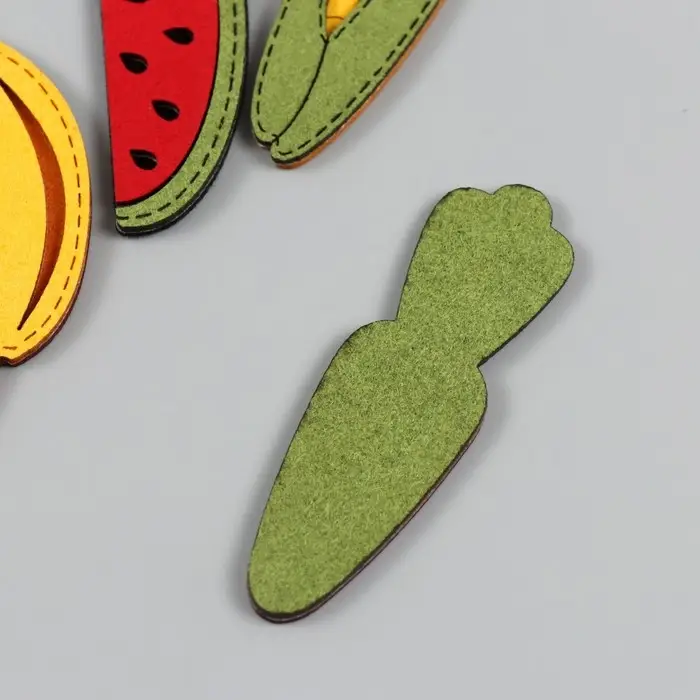 Декор для творчества иск. замша "Фруктики, овощи" МИКС 7х2,2 см