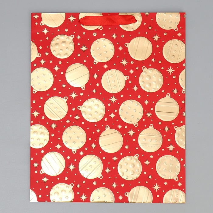 Пакет подарочный новогодний &laquo;Новогодние шарики&raquo; 32 х 26 х 10 см, Новый год