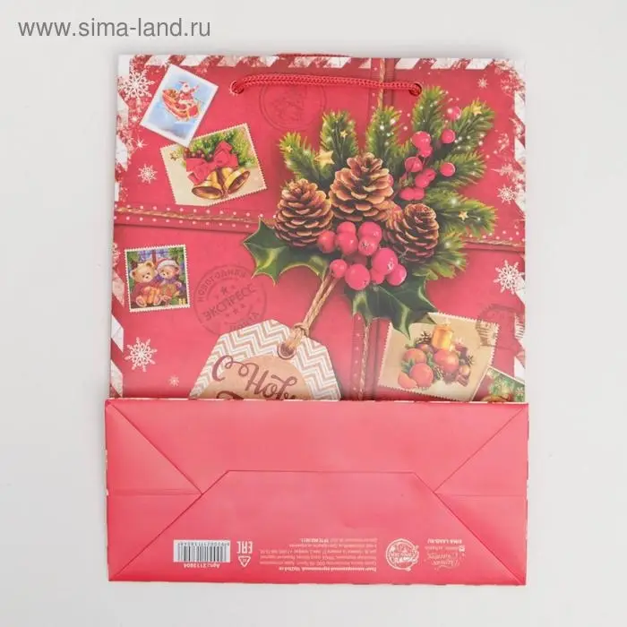 Пакет подарочный новогодний ламинированный &laquo;Подарок от Деда Мороза&raquo;, MS 18 х 23 х 11.5 см