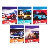 Тетрадь 48 листов в клетку, Calligrata &laquo;Авто&raquo;, обложка мелованный картон, серые листы, МИКС