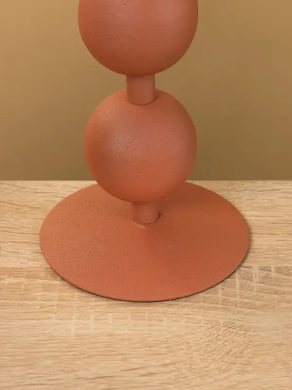 Подсвечник на 1 свечу текстурный "Терракотовый" с 3 сферами 10х10х25 см