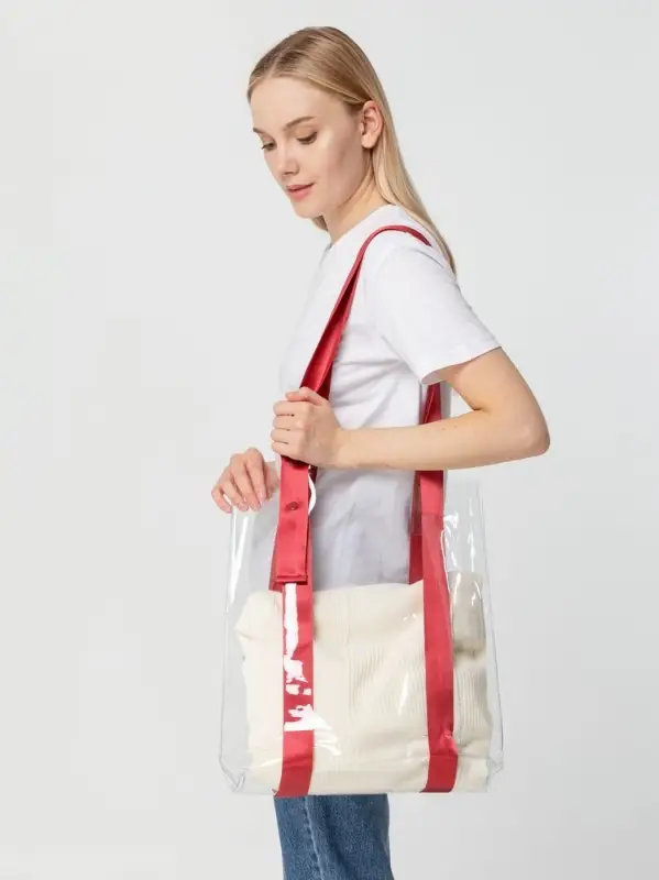 Шопер Clear Fest, прозрачный с красными ручками Шопер Clear Fest, прозрачный с красными ручками